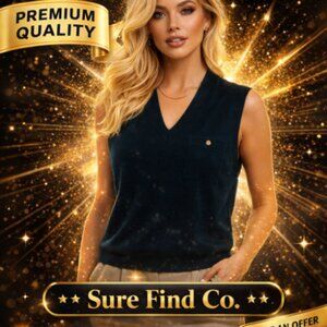 Gap 100% Lambswool Teal Geen Knit Sweater Vest Women's Large with Pocket Vintage